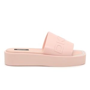 DKNY Women's "Laren" Platform Light Pink Logo Slides Size: 6